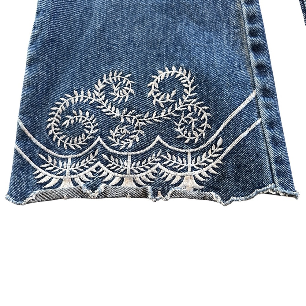 REVOLT Y2K Boho Embroidered Hem Wide Leg Jeans High Rise 32x30 Size 14 Hippie - Picture 5 of 14
